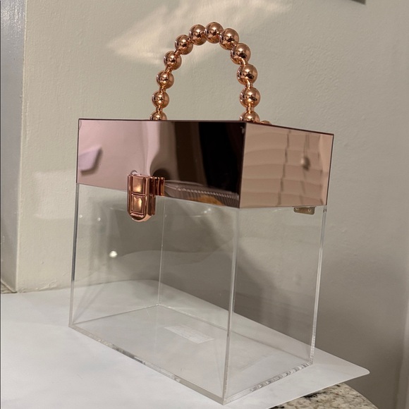 Acrylic Handbag Display Box Rose Gold & Clear Decor - Picture 3 of 6